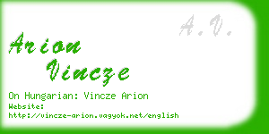 arion vincze business card